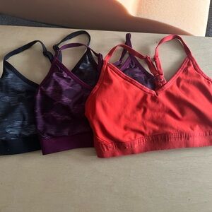 Set of three sports bras
